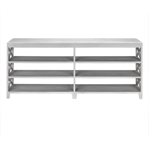 Noir Sutton Console Table - Handcrafted Solid Mahogany with White Wash Finish & Ample Storage Space GCON201WH