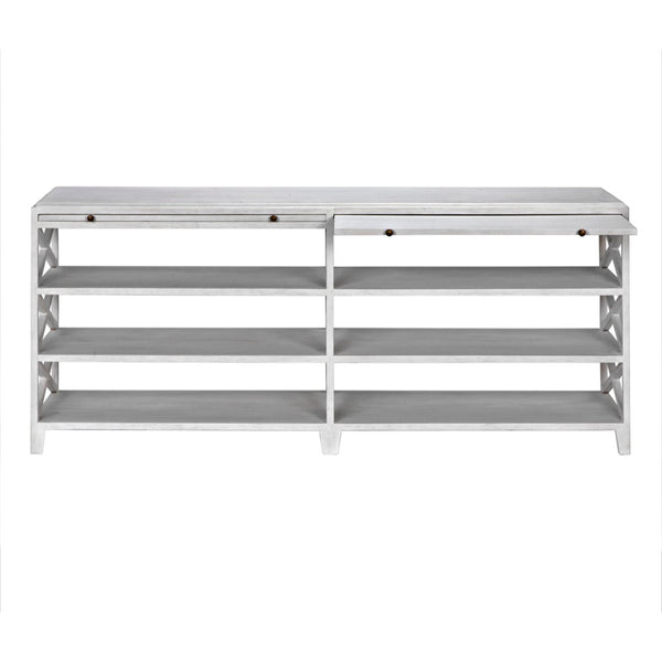 Noir Sutton Console Table - Handcrafted Solid Mahogany with White Wash Finish & Ample Storage Space GCON201WH