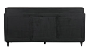 Noir Hermosa Sideboard - Handcrafted Mahogany Console with Caned Doors & Timeless Mid-Century Design GCON204P
