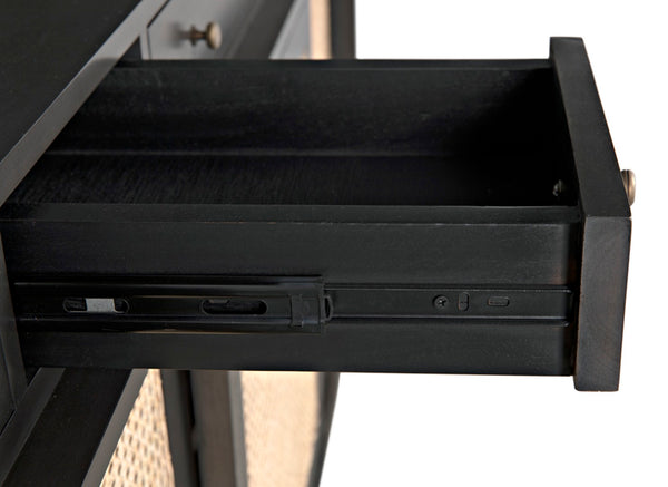 Noir Hermosa Sideboard - Handcrafted Mahogany Console with Caned Doors & Timeless Mid-Century Design GCON204P