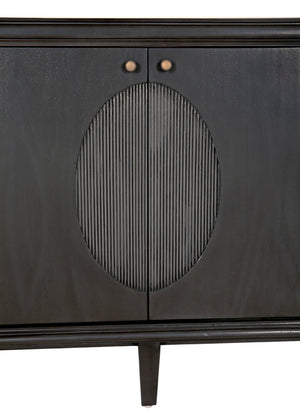 Noir Dumont Hand-Carved Mahogany Sideboard - Elegant Pale Finish, Brass Pulls, Ample Storage & Versatile Design GCON214P