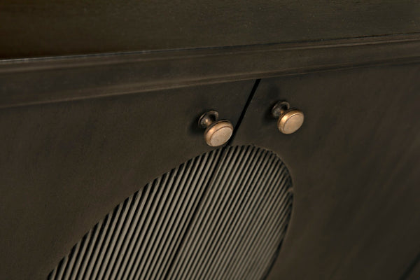 Noir Dumont Hand-Carved Mahogany Sideboard - Elegant Pale Finish, Brass Pulls, Ample Storage & Versatile Design GCON214P