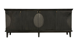 Noir Dumont Hand-Carved Mahogany Sideboard - Elegant Pale Finish, Brass Pulls, Ample Storage & Versatile Design GCON214P