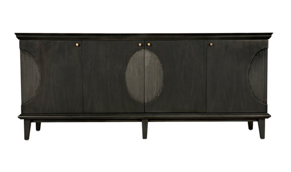 Noir Dumont Hand-Carved Mahogany Sideboard - Elegant Pale Finish, Brass Pulls, Ample Storage & Versatile Design GCON214P