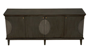 Noir Dumont Hand-Carved Mahogany Sideboard - Elegant Pale Finish, Brass Pulls, Ample Storage & Versatile Design GCON214P