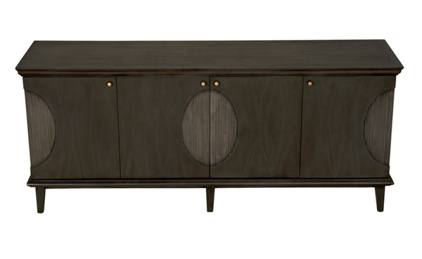 Noir Dumont Hand-Carved Mahogany Sideboard - Elegant Pale Finish, Brass Pulls, Ample Storage & Versatile Design GCON214P