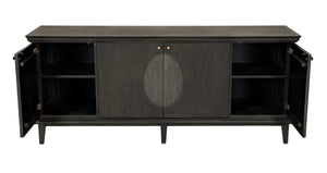 Noir Dumont Hand-Carved Mahogany Sideboard - Elegant Pale Finish, Brass Pulls, Ample Storage & Versatile Design GCON214P