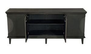 Noir Dumont Hand-Carved Mahogany Sideboard - Elegant Pale Finish, Brass Pulls, Ample Storage & Versatile Design GCON214P