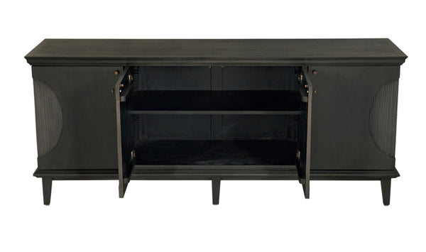 Noir Dumont Hand-Carved Mahogany Sideboard - Elegant Pale Finish, Brass Pulls, Ample Storage & Versatile Design GCON214P