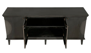 Noir Dumont Hand-Carved Mahogany Sideboard - Elegant Pale Finish, Brass Pulls, Ample Storage & Versatile Design GCON214P