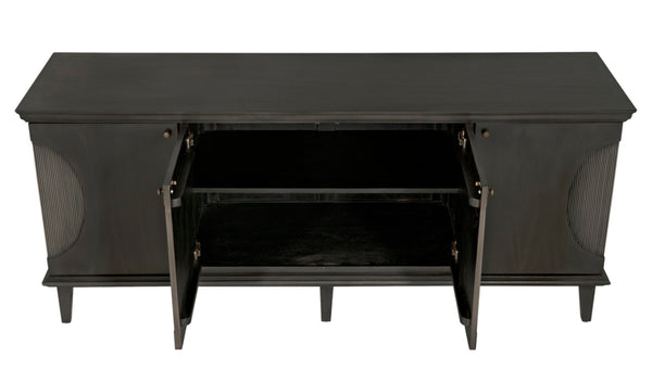 Noir Dumont Hand-Carved Mahogany Sideboard - Elegant Pale Finish, Brass Pulls, Ample Storage & Versatile Design GCON214P
