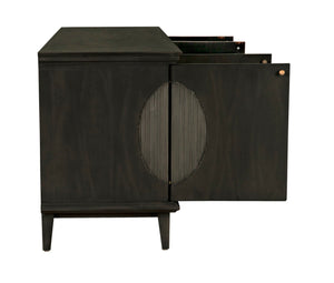 Noir Dumont Hand-Carved Mahogany Sideboard - Elegant Pale Finish, Brass Pulls, Ample Storage & Versatile Design GCON214P