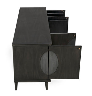 Noir Dumont Hand-Carved Mahogany Sideboard - Elegant Pale Finish, Brass Pulls, Ample Storage & Versatile Design GCON214P