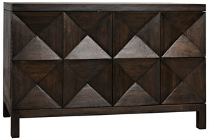 Noir Quadrant Handcrafted Sideboard with Sculpted Doors - Modern Design for Stylish Home Storage Solutions Ebony Walnut GCON231EB-2