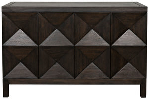 Noir Quadrant Handcrafted Sideboard with Sculpted Doors - Modern Design for Stylish Home Storage Solutions Ebony Walnut GCON231EB-2