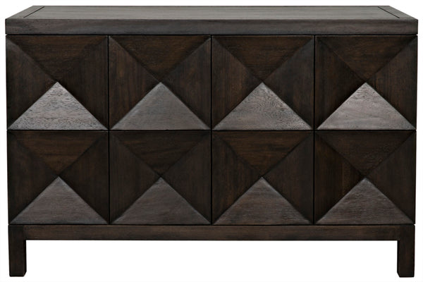 Noir Quadrant Handcrafted Sideboard with Sculpted Doors - Modern Design for Stylish Home Storage Solutions Ebony Walnut GCON231EB-2