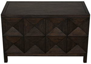 Noir Quadrant Handcrafted Sideboard with Sculpted Doors - Modern Design for Stylish Home Storage Solutions Ebony Walnut GCON231EB-2