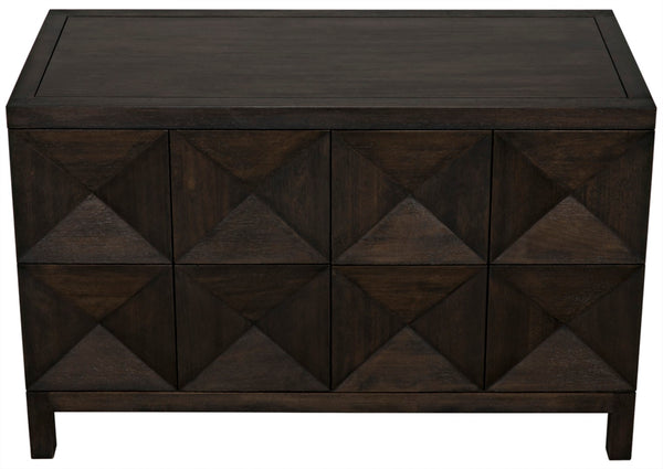 Noir Quadrant Handcrafted Sideboard with Sculpted Doors - Modern Design for Stylish Home Storage Solutions Ebony Walnut GCON231EB-2