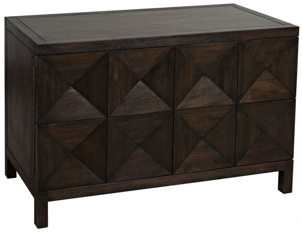 Noir Quadrant Handcrafted Sideboard with Sculpted Doors - Modern Design for Stylish Home Storage Solutions Ebony Walnut GCON231EB-2