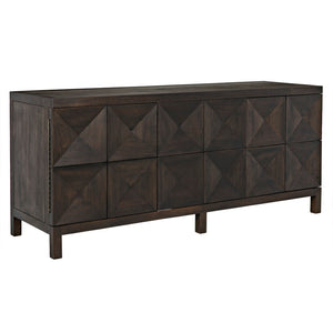 Noir Quadrant 3 Door Sideboard – Elegant Storage Solution with Sculptural Design for Modern Interiors Ebony Walnut GCON231EB-3