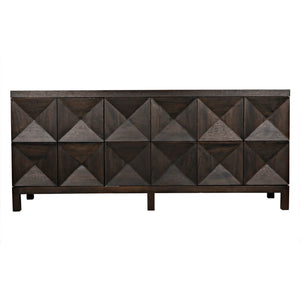 Noir Quadrant 3 Door Sideboard – Elegant Storage Solution with Sculptural Design for Modern Interiors Ebony Walnut GCON231EB-3
