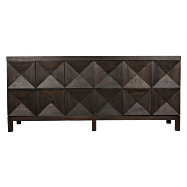 Noir Quadrant 3 Door Sideboard – Elegant Storage Solution with Sculptural Design for Modern Interiors Ebony Walnut GCON231EB-3