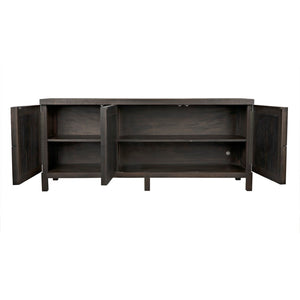 Noir Quadrant 3 Door Sideboard – Elegant Storage Solution with Sculptural Design for Modern Interiors Ebony Walnut GCON231EB-3