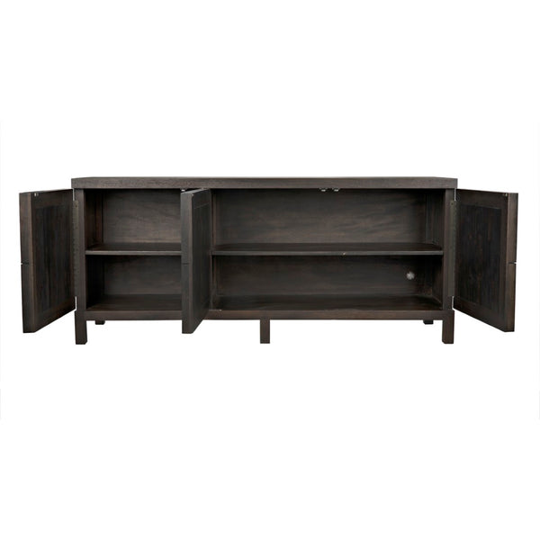 Noir Quadrant 3 Door Sideboard – Elegant Storage Solution with Sculptural Design for Modern Interiors Ebony Walnut GCON231EB-3