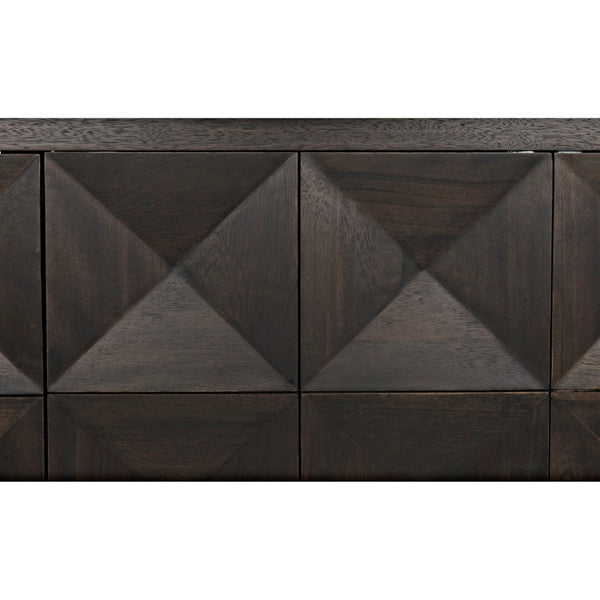 Noir Quadrant 3 Door Sideboard – Elegant Storage Solution with Sculptural Design for Modern Interiors Ebony Walnut GCON231EB-3