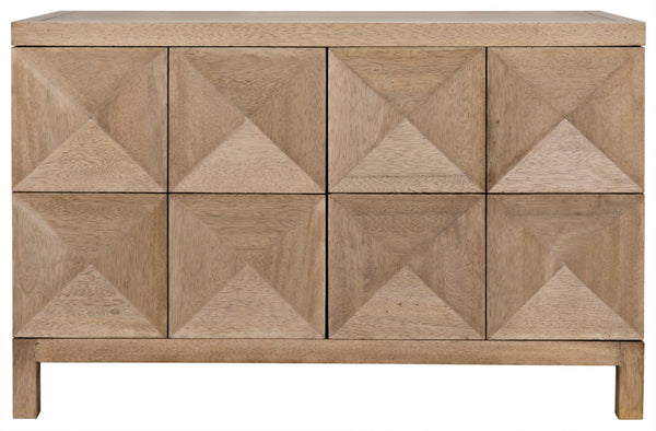 Noir Quadrant Handcrafted Sideboard with Sculpted Doors - Modern Design for Stylish Home Storage Solutions Washed Walnut GCON231WAW-2