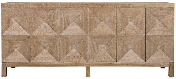 Noir Quadrant 3 Door Sideboard – Elegant Storage Solution with Sculptural Design for Modern Interiors Washed Walnut GCON231WAW-3