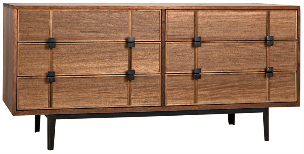 Noir Bourgeois Sideboard: Elegant Walnut & Iron Storage Solution with Timeless Design for Any Space GCON238MT