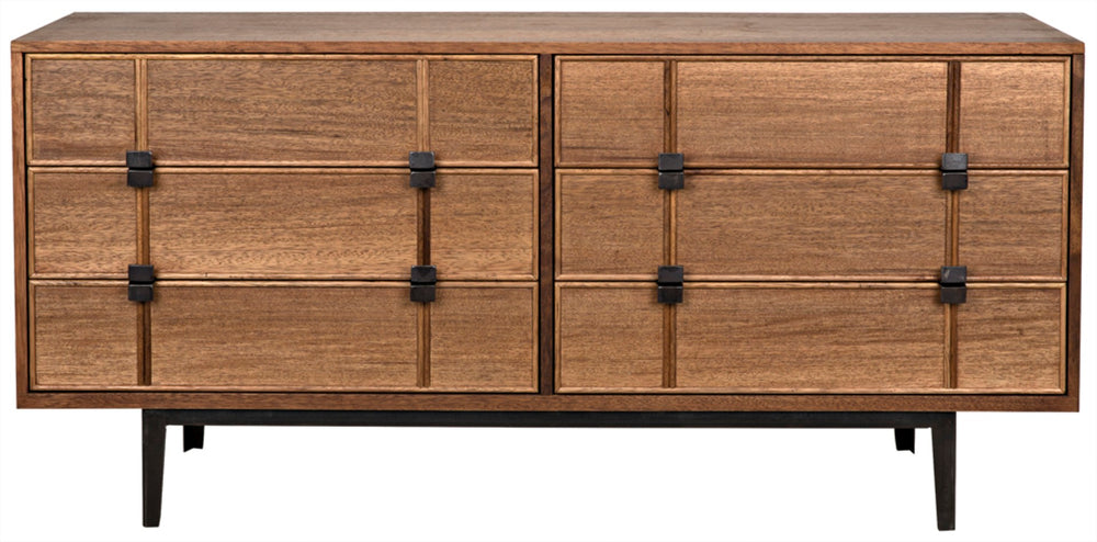 Noir Bourgeois Sideboard: Elegant Walnut & Iron Storage Solution with Timeless Design for Any Space GCON238MT