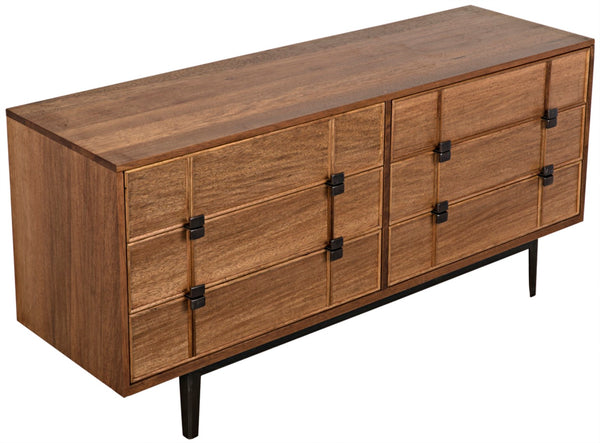 Noir Bourgeois Sideboard: Elegant Walnut & Iron Storage Solution with Timeless Design for Any Space GCON238MT