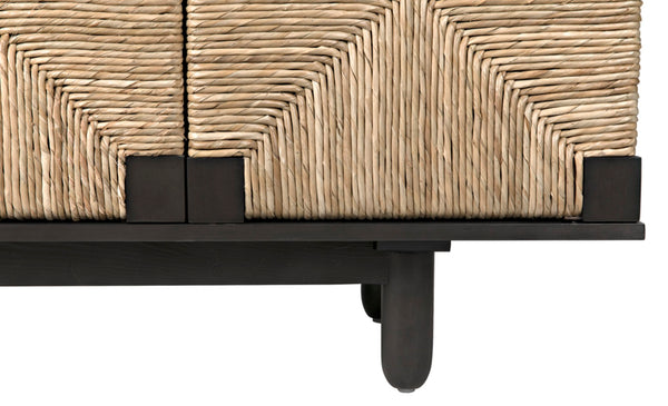 Noir Brook 4 Door Sideboard - Elegant Solid Mahogany with Sea Grass Accents for Stylish Storage Solutions Pale GCON239-2P