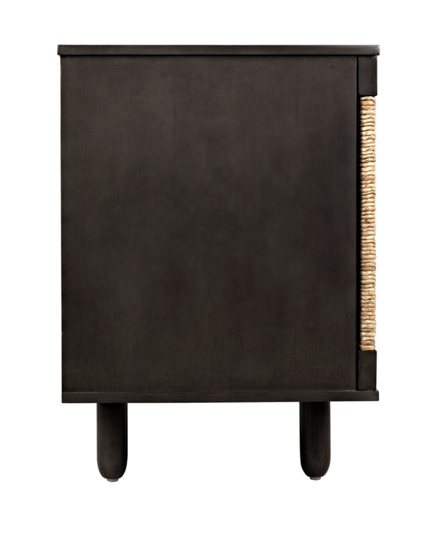 Noir Brook 4 Door Sideboard - Elegant Solid Mahogany with Sea Grass Accents for Stylish Storage Solutions Pale GCON239-2P