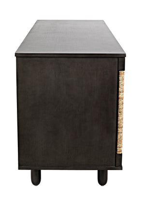 Noir Brook 4 Door Sideboard - Elegant Solid Mahogany with Sea Grass Accents for Stylish Storage Solutions Pale GCON239-2P