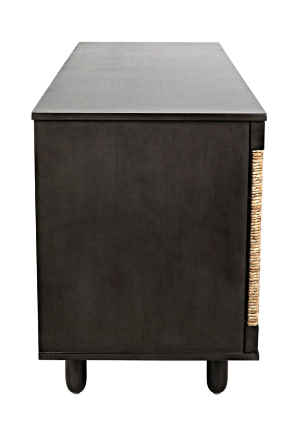 Noir Brook 4 Door Sideboard - Elegant Solid Mahogany with Sea Grass Accents for Stylish Storage Solutions Pale GCON239-2P
