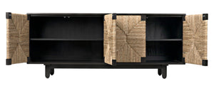 Noir Brook 4 Door Sideboard - Elegant Solid Mahogany with Sea Grass Accents for Stylish Storage Solutions Pale GCON239-2P