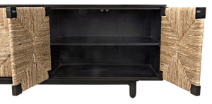 Noir Brook 4 Door Sideboard - Elegant Solid Mahogany with Sea Grass Accents for Stylish Storage Solutions Pale GCON239-2P