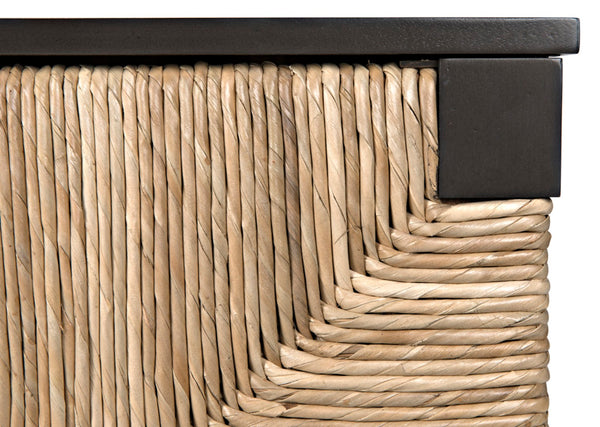 Noir Brook 4 Door Sideboard - Elegant Solid Mahogany with Sea Grass Accents for Stylish Storage Solutions Pale GCON239-2P