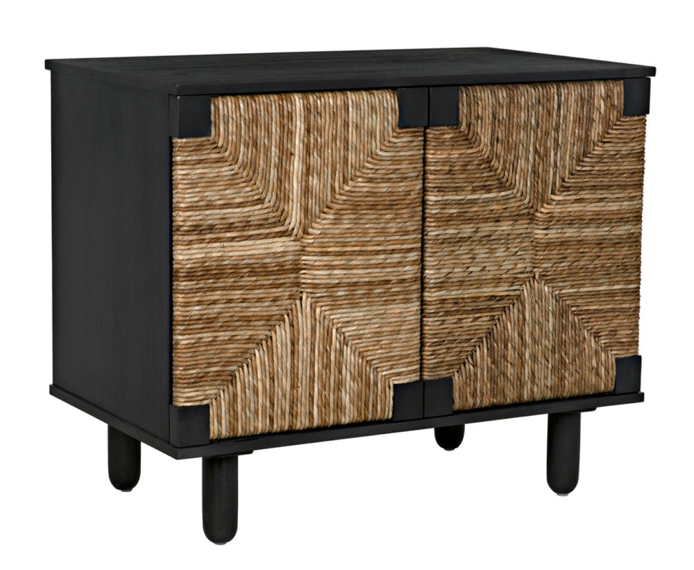 Noir Brook 2 Door Sideboard - Elegant Mahogany Storage with Coastal Sea Grass Panels for Any Space Pale GCON239P