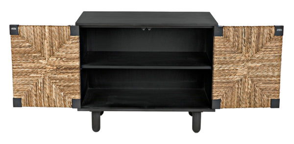 Noir Brook 2 Door Sideboard - Elegant Mahogany Storage with Coastal Sea Grass Panels for Any Space Pale GCON239P