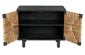 Noir Brook 2 Door Sideboard - Elegant Mahogany Storage with Coastal Sea Grass Panels for Any Space Pale GCON239P