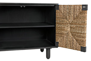Noir Brook 2 Door Sideboard - Elegant Mahogany Storage with Coastal Sea Grass Panels for Any Space Pale GCON239P