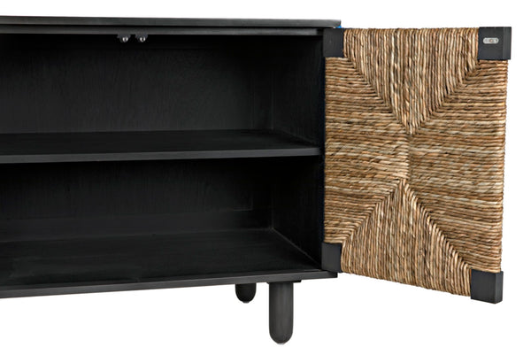 Noir Brook 2 Door Sideboard - Elegant Mahogany Storage with Coastal Sea Grass Panels for Any Space Pale GCON239P