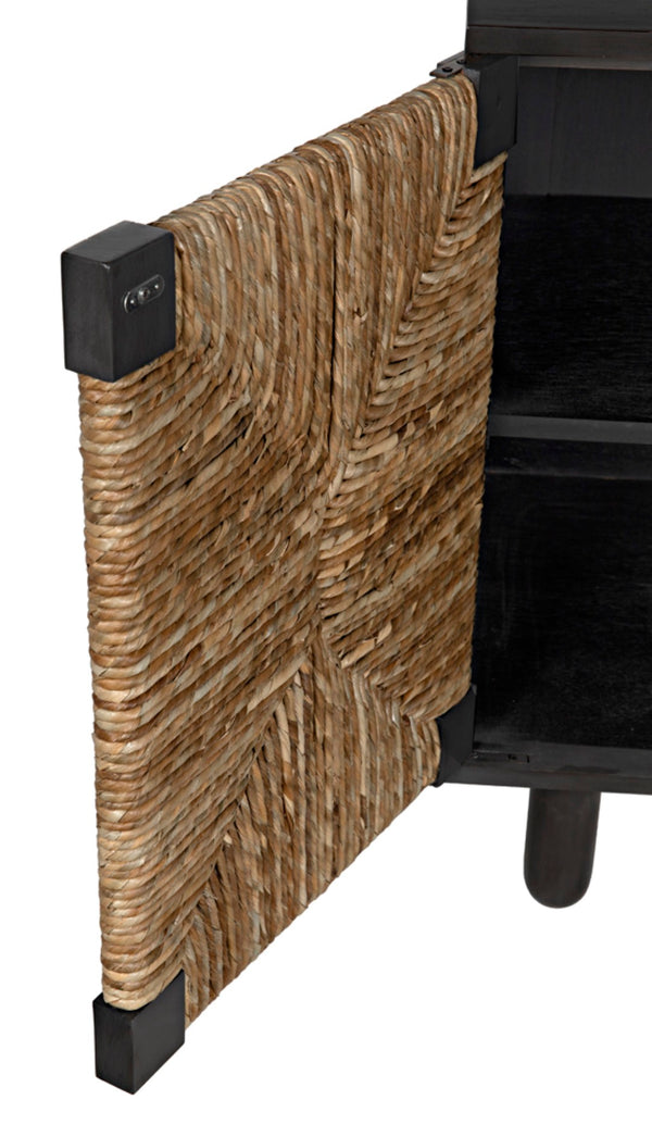 Noir Brook 2 Door Sideboard - Elegant Mahogany Storage with Coastal Sea Grass Panels for Any Space Pale GCON239P