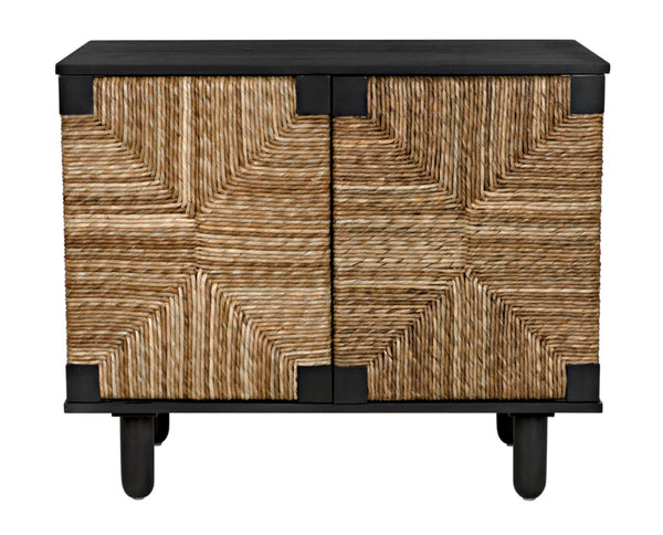 Noir Brook 2 Door Sideboard - Elegant Mahogany Storage with Coastal Sea Grass Panels for Any Space Pale GCON239P