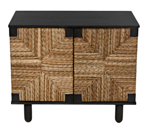 Noir Brook 2 Door Sideboard - Elegant Mahogany Storage with Coastal Sea Grass Panels for Any Space Pale GCON239P