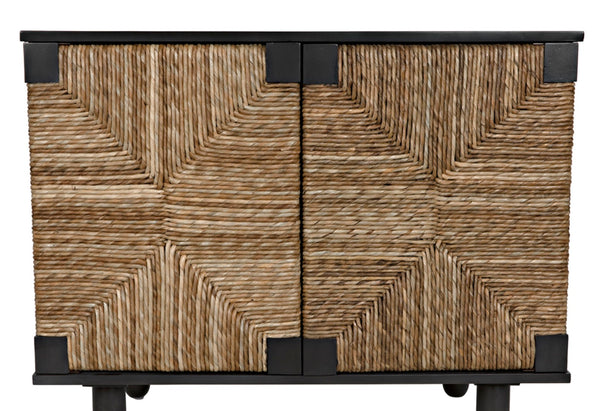 Noir Brook 2 Door Sideboard - Elegant Mahogany Storage with Coastal Sea Grass Panels for Any Space Pale GCON239P